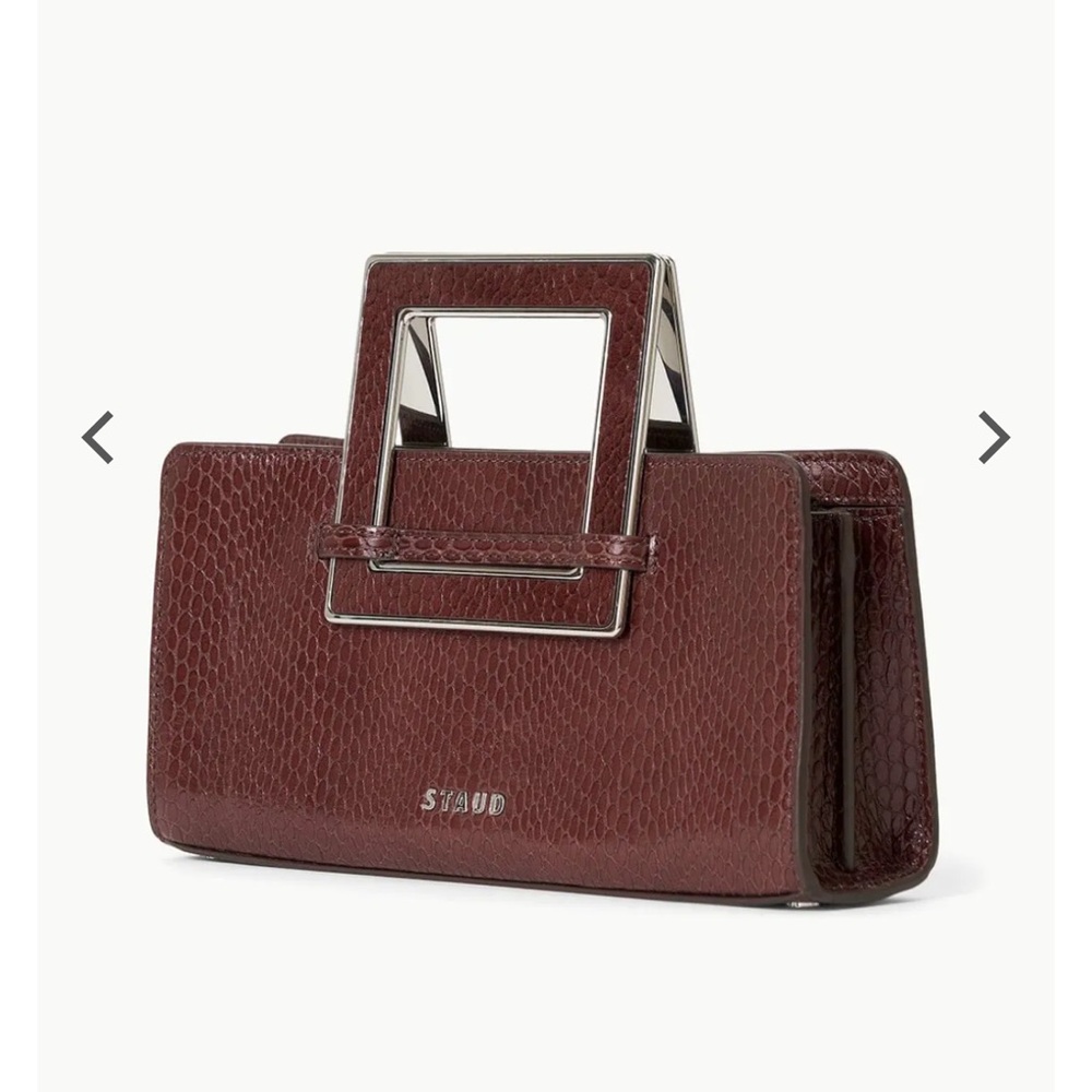 STAUD Dark Red Textured Clutch